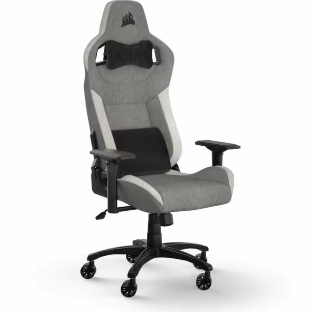 silla-gamer-corsair-t3-rush-gris-blanca-ergonomica-tela